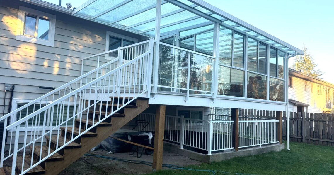 White Patio Covers with stairs